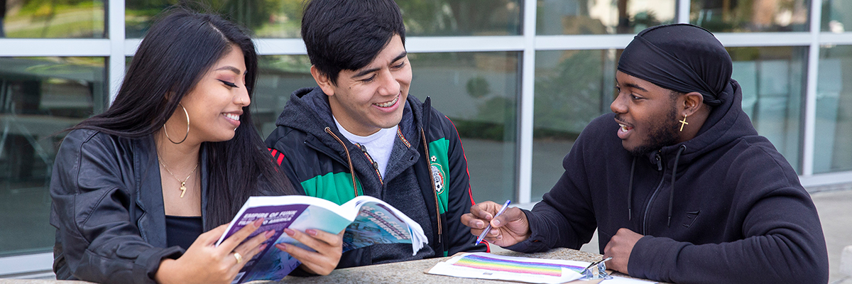 Students Outside at Table